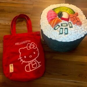 Hello Kitty Canvas Tote & Sushi Pillow Poof